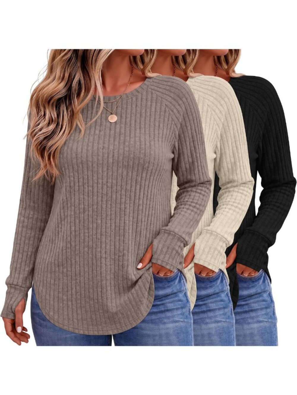 Cozy 3-Pack Plus Size Ribbed Knit Sweaters for Women - Stylish & Comfortable